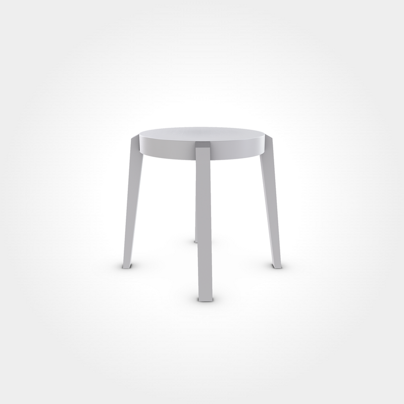 Runder Hocker in Cloud Grey mit vier stabilen Beinen, schlichtes und modernes Möbelstück für Beizentische in Café, Restaurant oder Zuhause