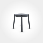 Runder Hocker in dunklem Grauton Gray Shadow mit vier Beinen, modernes und robustes Sitzmöbel für Beizentische in Restaurant oder Bar