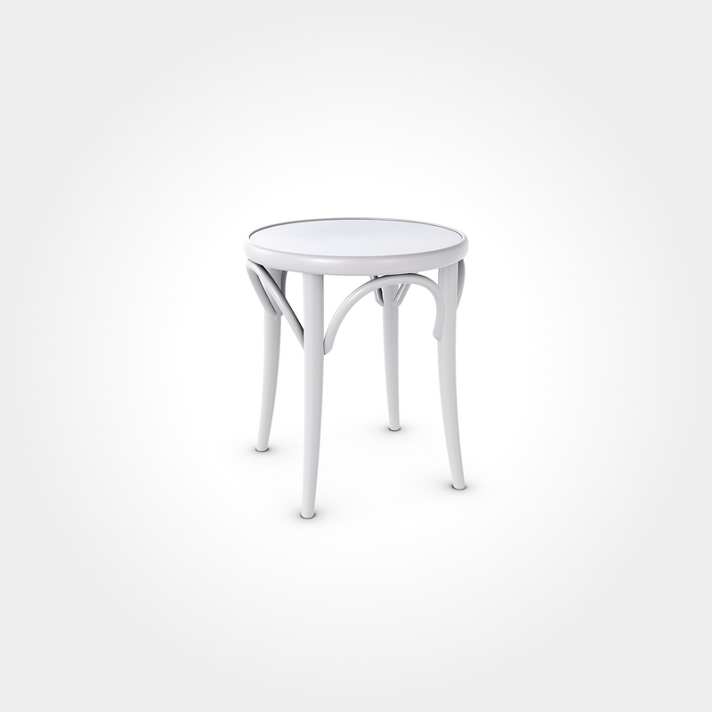 Klassischer runder Hocker in Cloud Grey mit geschwungenen Verstrebungen und vier Beinen, stilvolles Sitzmöbel für Beizentische in Restaurant, Bar oder Café