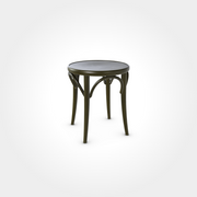 Klassischer runder Hocker in Forest Green mit elegant geschwungenen Verstrebungen und vier Beinen, robustes Sitzmöbel für Beizentische in Restaurant, Bar oder Café