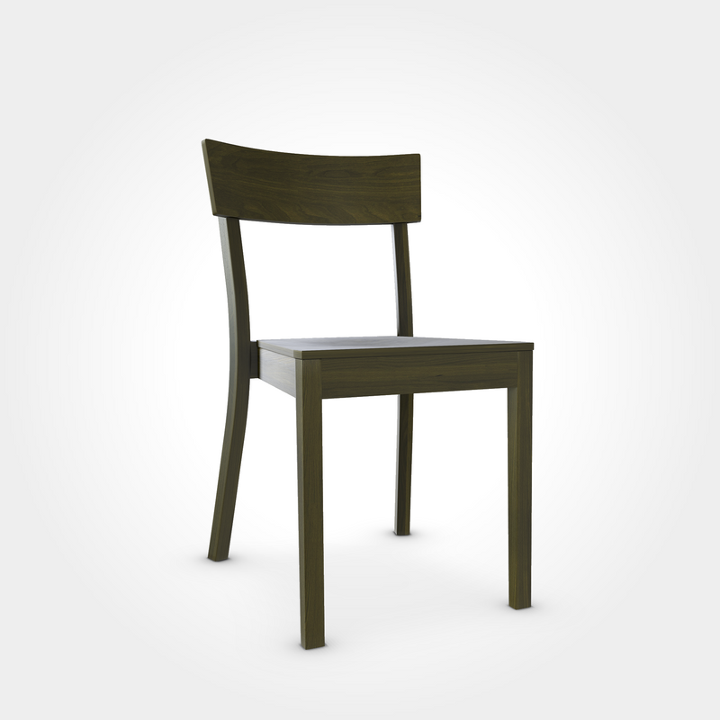 Stapelstuhl Bergamo in Forest Green. Grüne Lackierung auf Buche, stabiler Holzstuhl für Gastronomie, Beizen und moderne Café-Einrichtung.